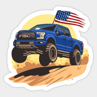 F150 car truck offroad jump on desert blue Sticker